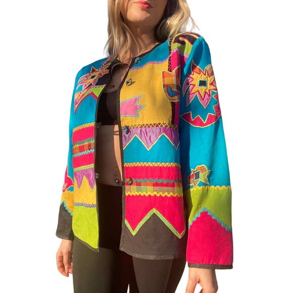 Vintage Draper's & Damon's Womens Size M Embroidered Patchwork Jacket Blazer - Picture 2 of 15